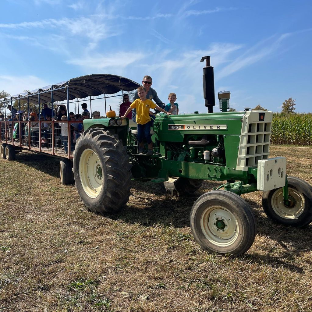 tractor ride on the farm