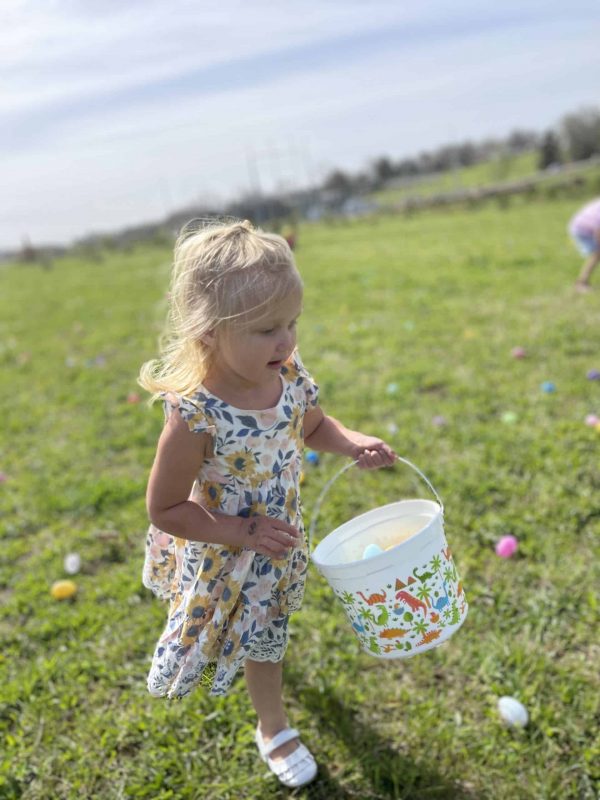 easter egg hunt on a green field